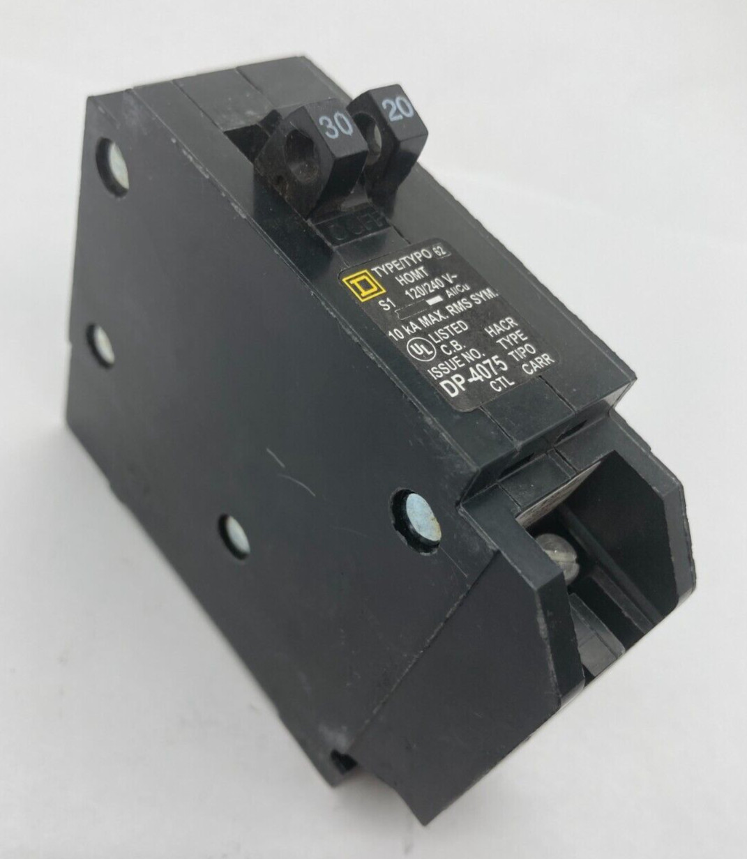 HOMT3020 Homeline Two 1 Pole 30/20 Amp 120V AC Type HOMT Plug In Tandem Breaker