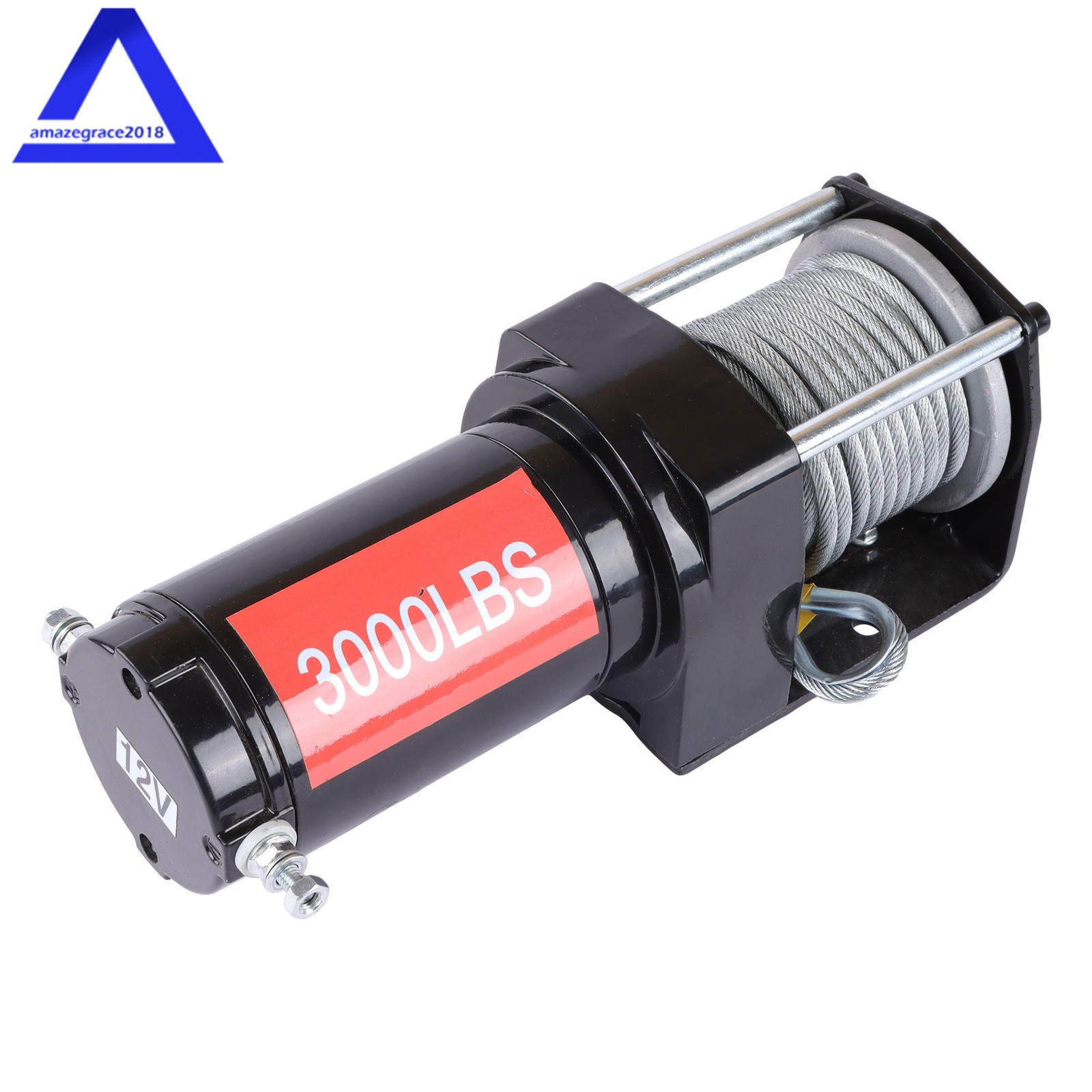 12VDC 3000LBS 1.3HP Electric Winch 32ft Synthetic Rope 2.5m Wired Remote IP55