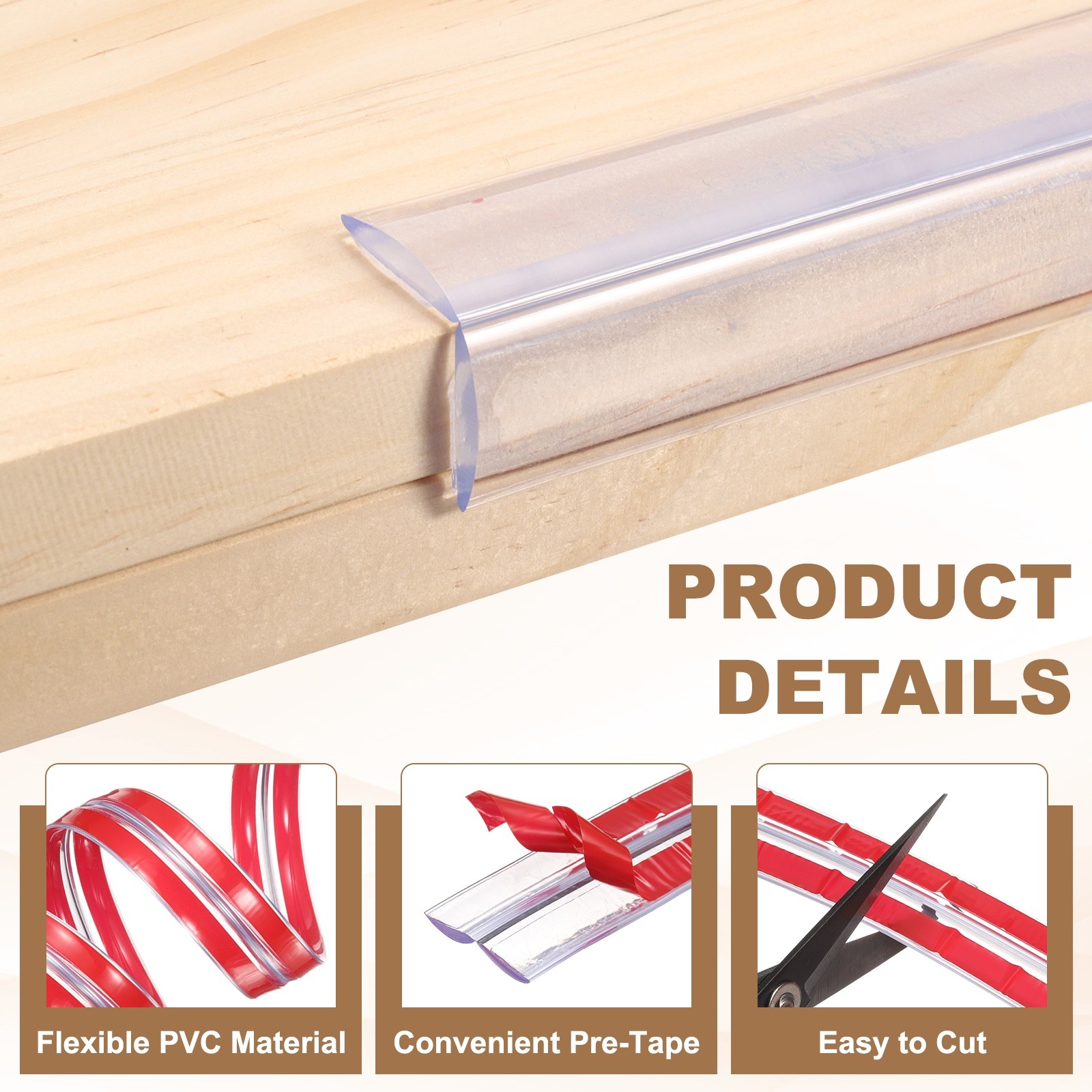6.6ft (2M) x 0.4″ (10mm) Clear Furniture Corner Guard with 4 Corners Guards