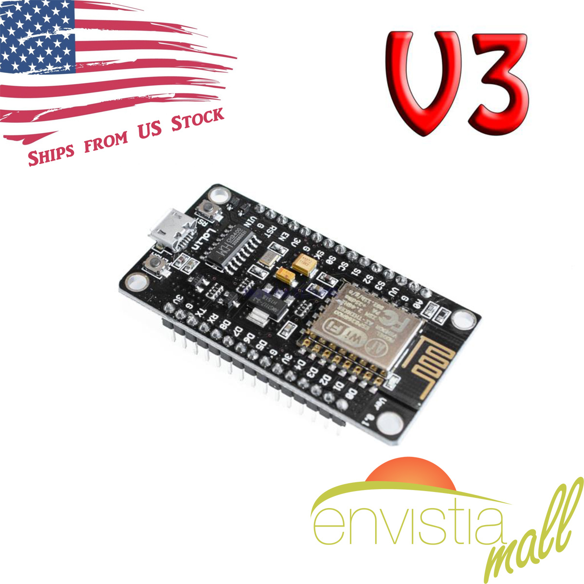NodeMcu LUA ESP8266 ESP-12 CH340G LoLin V3 WiFi IoT Development Board Module US