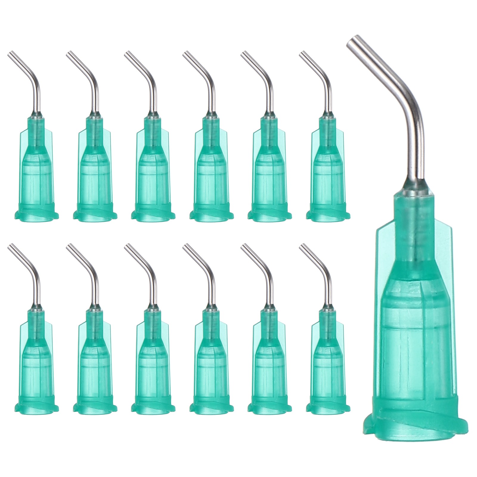 25Pcs 0.5Inch 18Ga 45° Angled Dispensing Needles, Green
