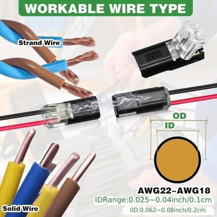 50PCS Double Wire Plug in Connector Low Voltage LED Strip Lighting DIY 2 Pin DIY