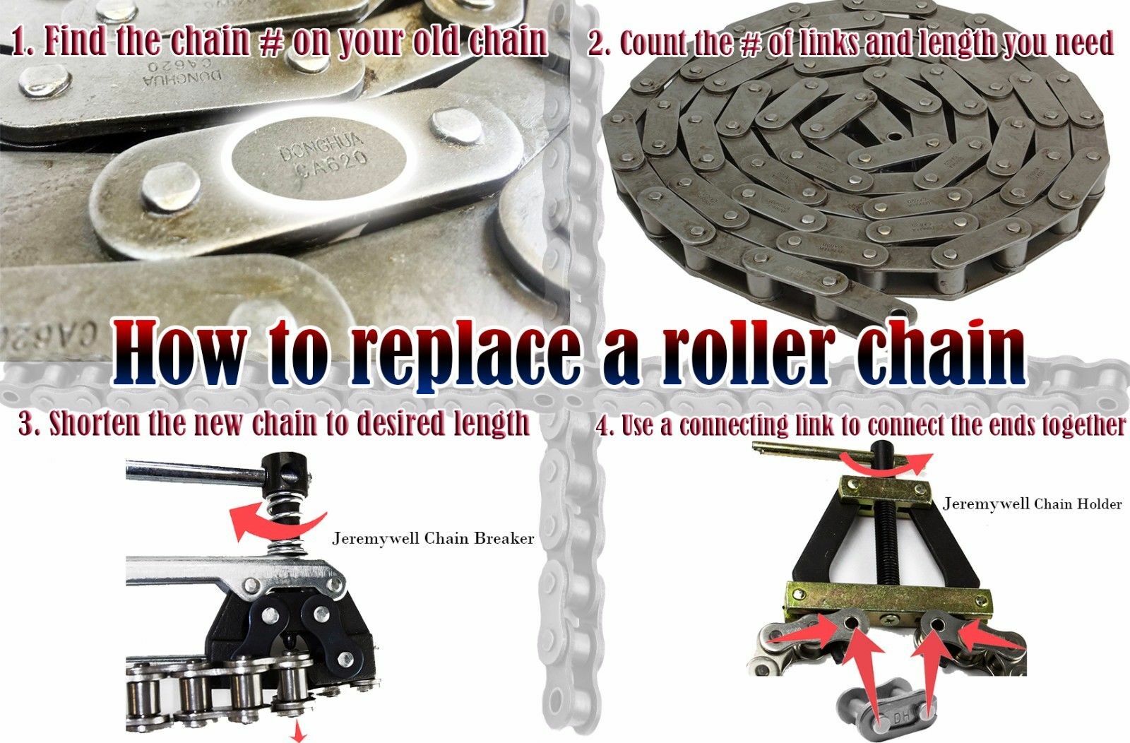 415H Motorized Chain 50FT for 2-Stroke 49cc 60cc 66cc 80cc Motorized Bike