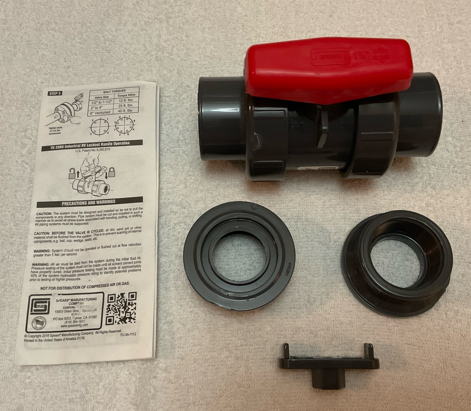 Spears 3629-015 1-1/2 In Nominal Valve Size Manual Two-Way Ball Valve