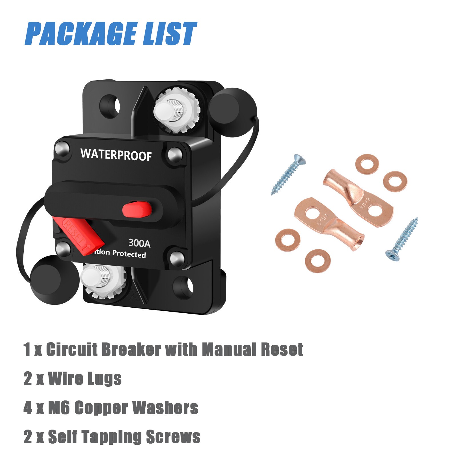Car Circuit Breaker Fuse Reset 50-300 Amp 12V-48V DC Car Boat Auto Waterproof