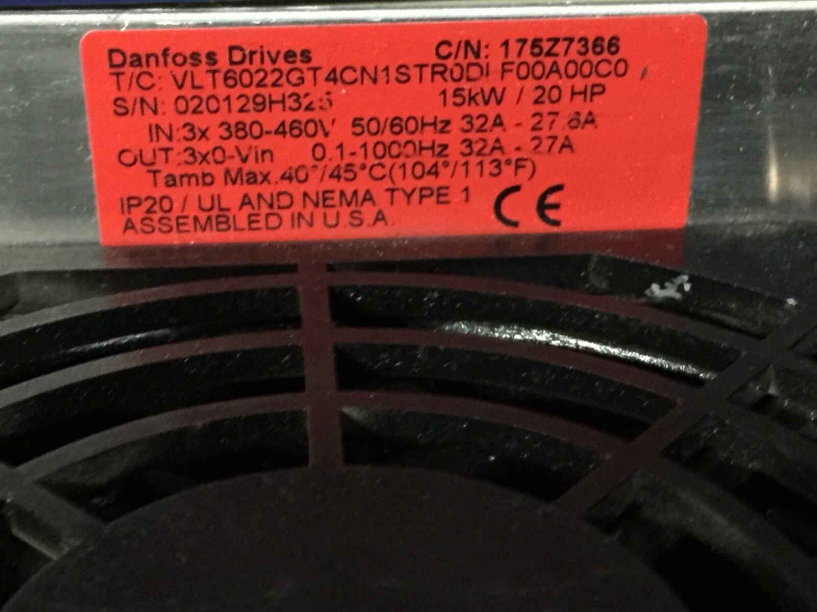 Danfoss VLT6022 GT4CN1STR0DLF00A00C0 15kW/20HP 3x 380-460V