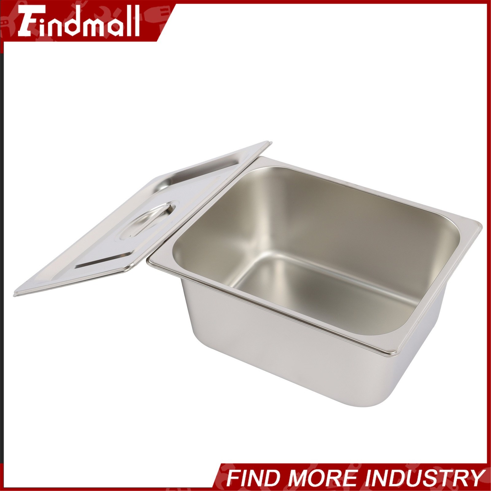 Findmall 2 Pack Hotel Pans 1/2 Size 6″ Deep Stainless Steel Steam Table with Lid