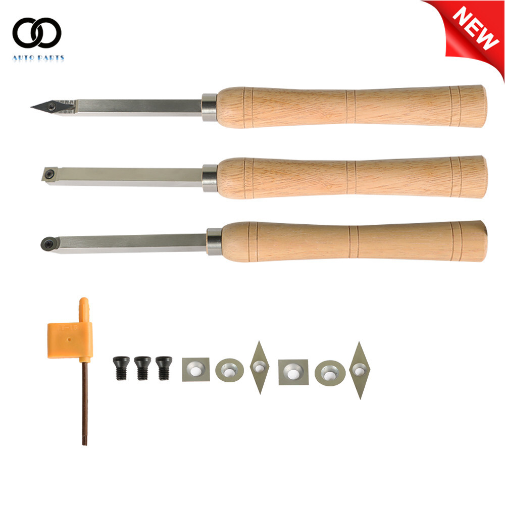 Carbide Woodturning Tool Mini Size With Comfort Grip Handles (3 Piece Set)