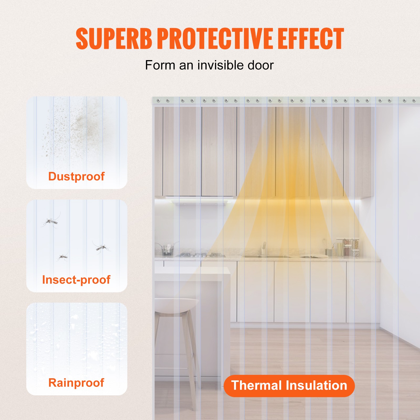 Uimoso Strip Curtain PVC Door Curtain 164’x8″ Roll Cooler Freezer Clear Plastic