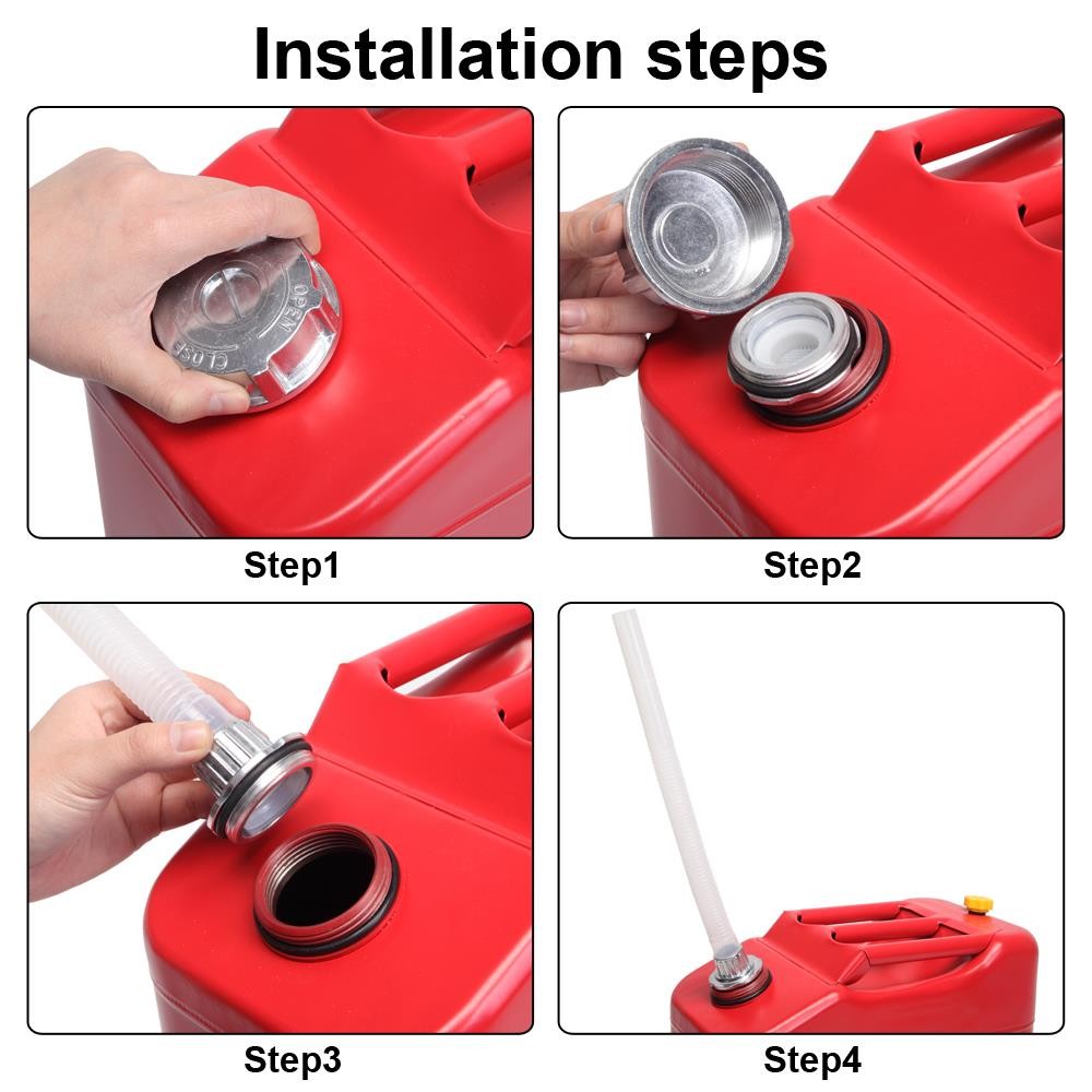 New Red 20L 5 Gal Gas Fuel Can Fuel Gasoline Steel Tank + Spout Leak-Proof