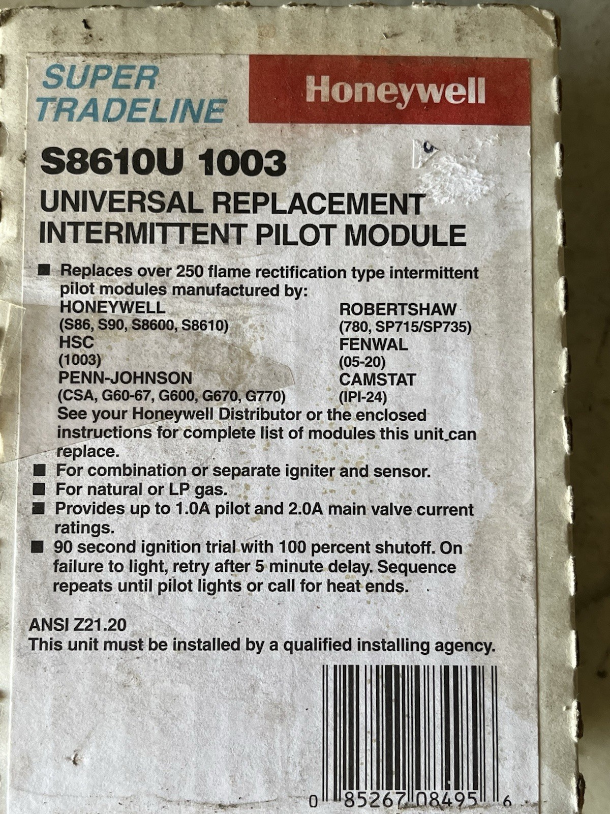 Genuine Honeywell S8610U 1003 Universal Replacement Intermittent Pilot Module