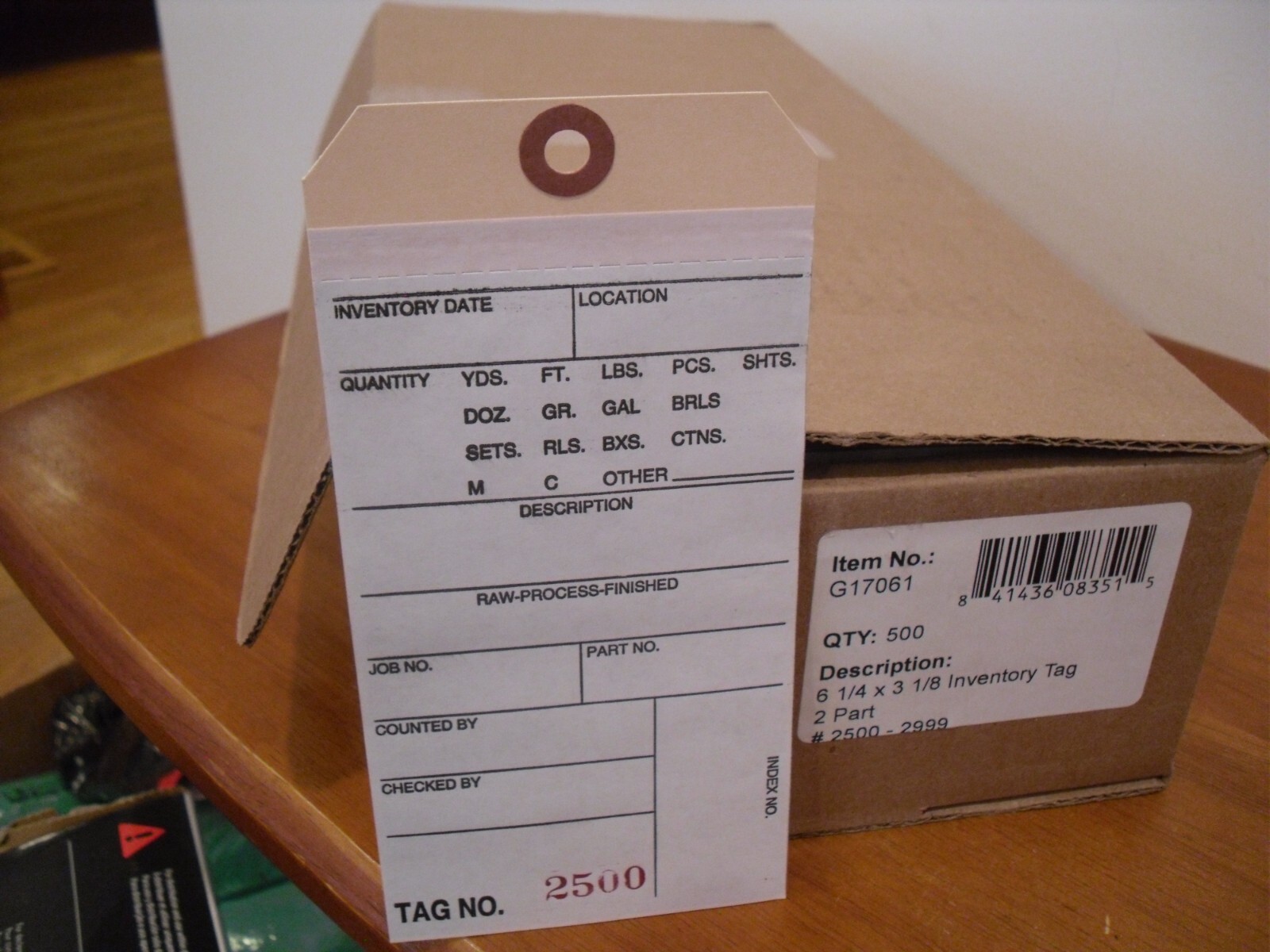 INVENTIRY TAGS 6 1/4 x 3 1/8″ – (2500-2999) 2 Part Carbon – x500