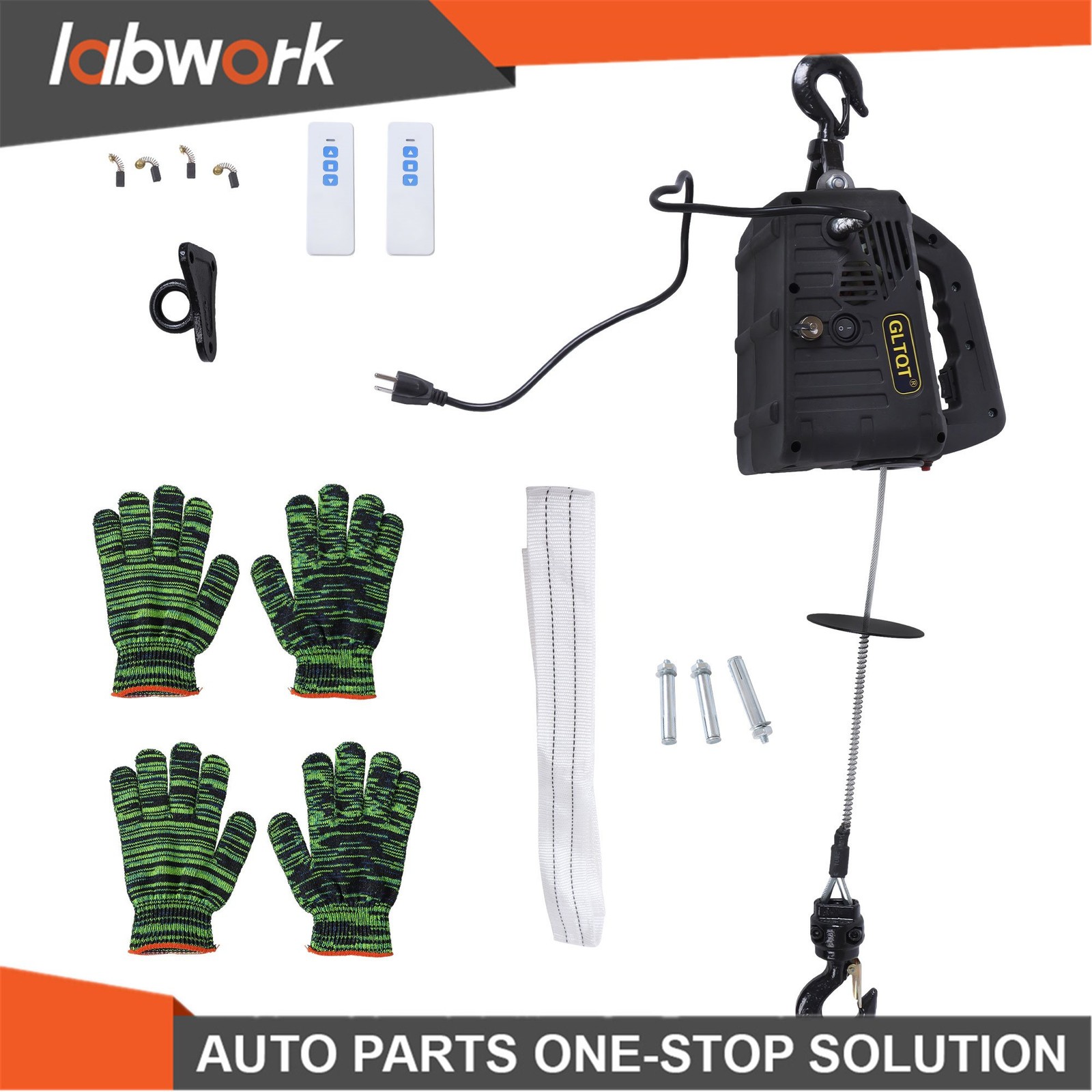Labwork 2in1 Portable Electric Hoist Winch 1100lbs With Wireless Remote Control