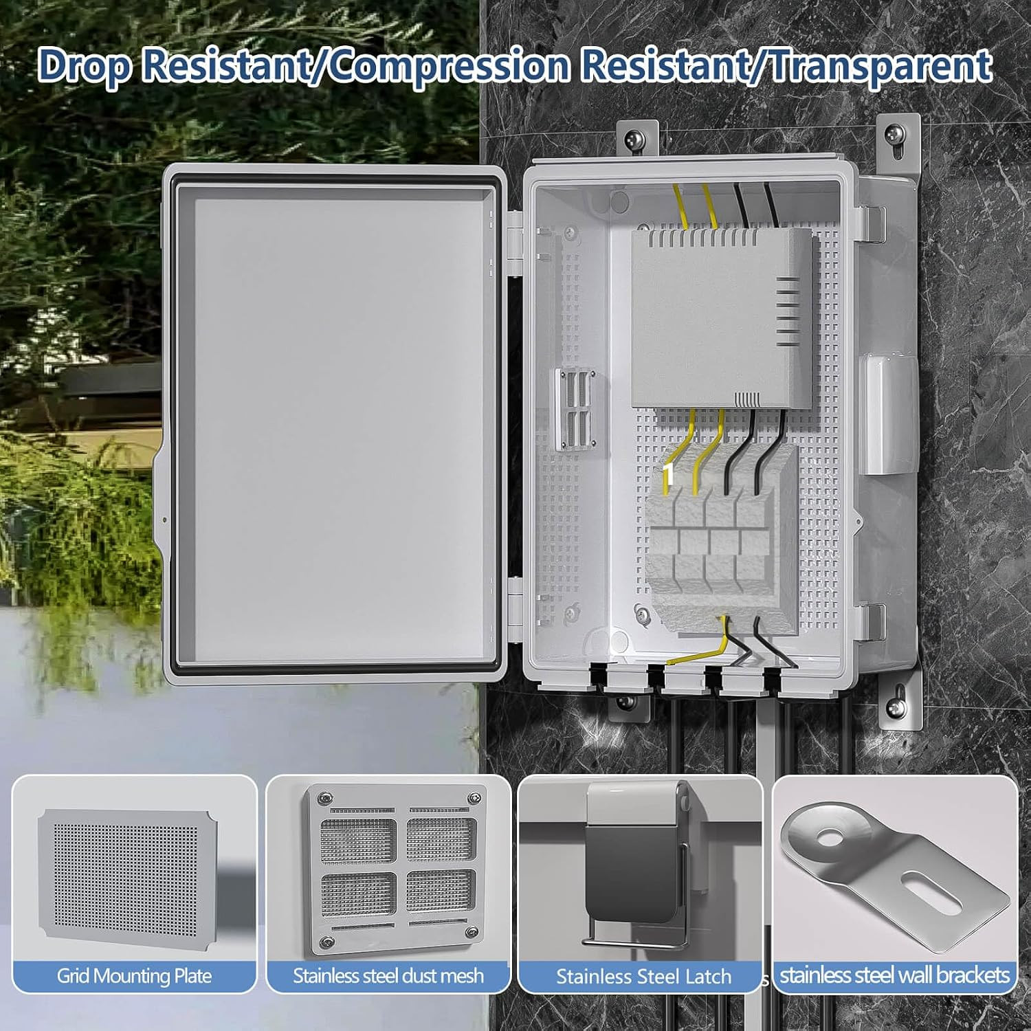 Electrical Junction Box, Ventilated Design, Cable Grommets, Indoor/Outdoor Use w