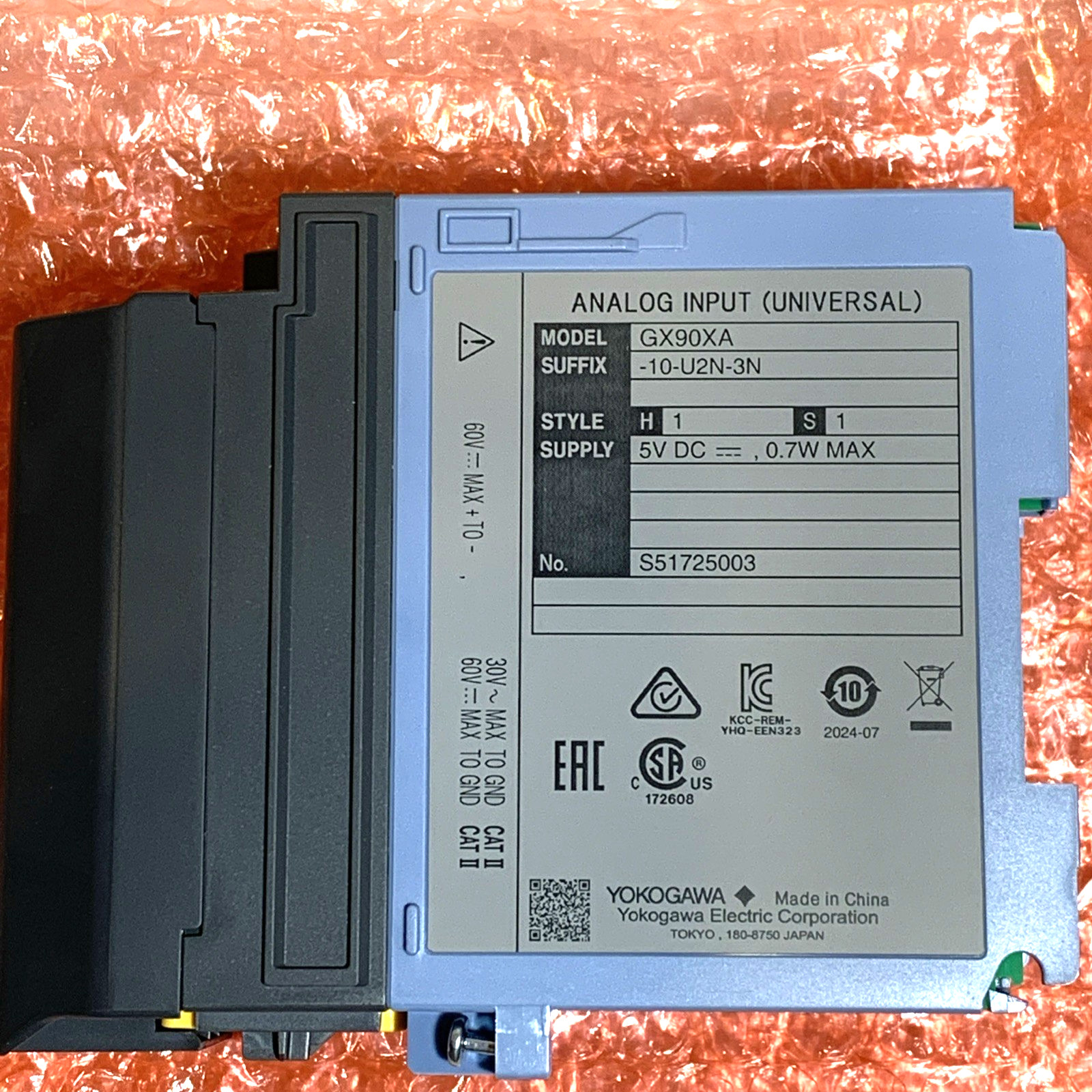 YOKOGAWA GX90XA ANALOG INPUT MODULE GX90XA-10-U2N-3N