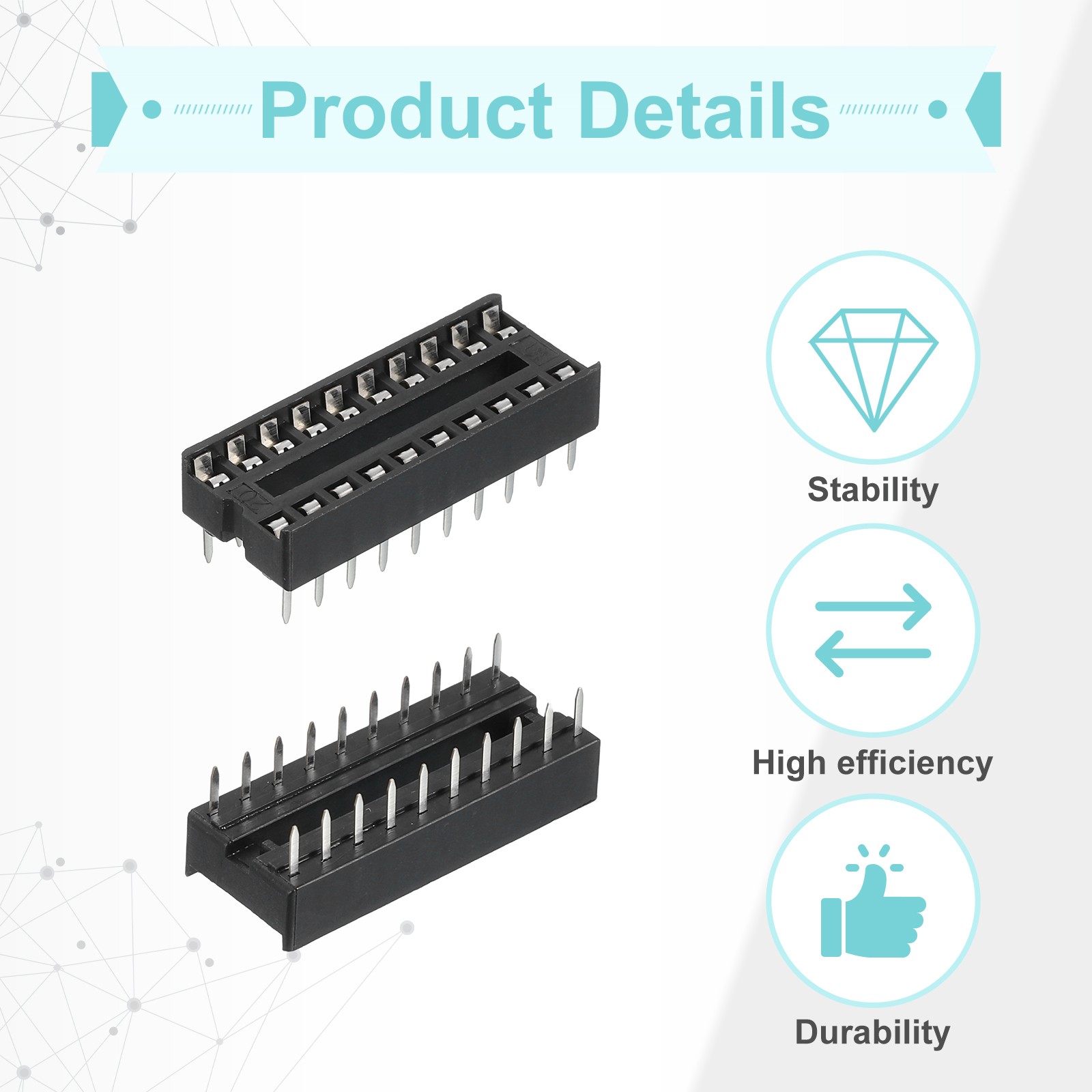 24Pcs DIP IC Chip Socket Adapter Narrow 20 Pin 2.54mm/0.1 inch Pitch