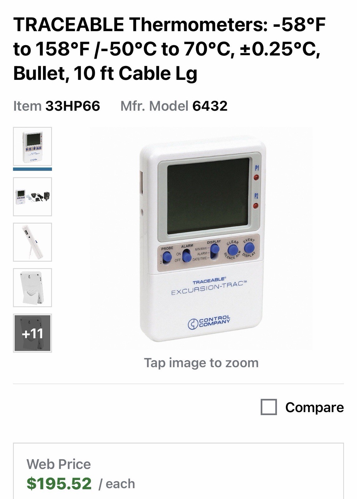 Traceable 6432 Digital Thermometer with Bullet Probe -50C to 70C New Exp 01/2026