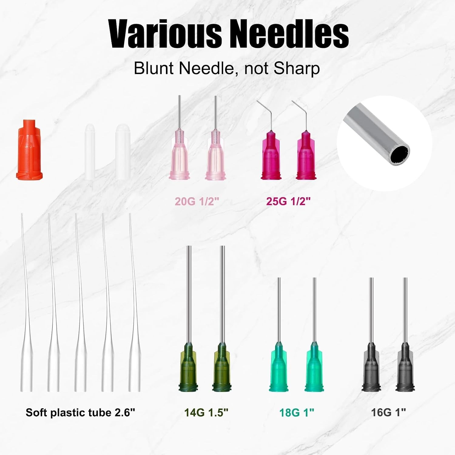 Glue Applicator Syringe with Blunt Tip Needle and Cap, for Liquid, Glue, Ink,