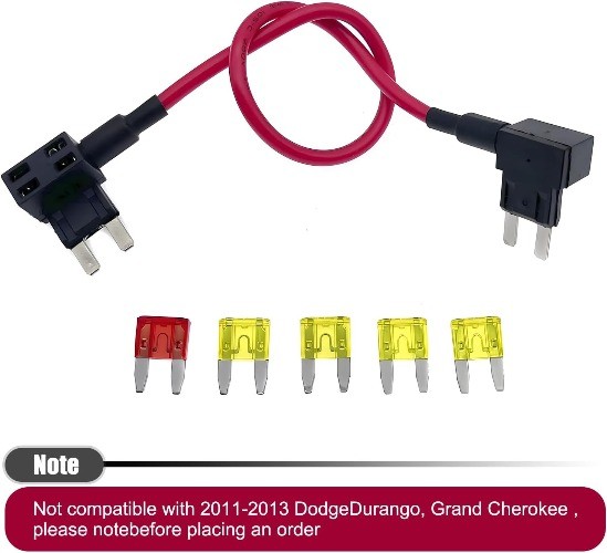 1 PC Car Fuse Adapter with Standard 14 AWG Wire, 20 Amp Bypass Cable and Puller
