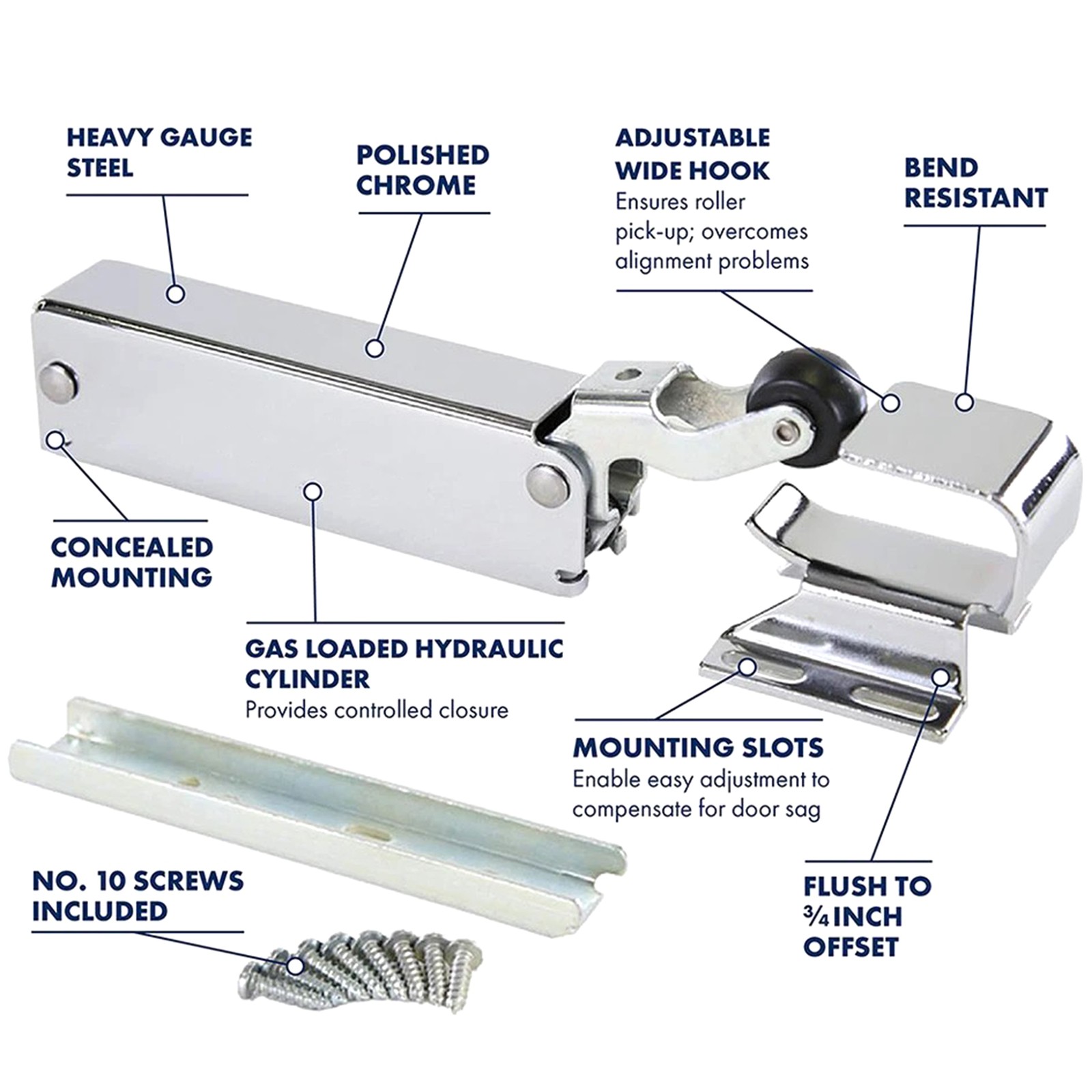 Kason 1094 SureClose Hydraulic Door Closer Flush To 3/4 Inch Hook