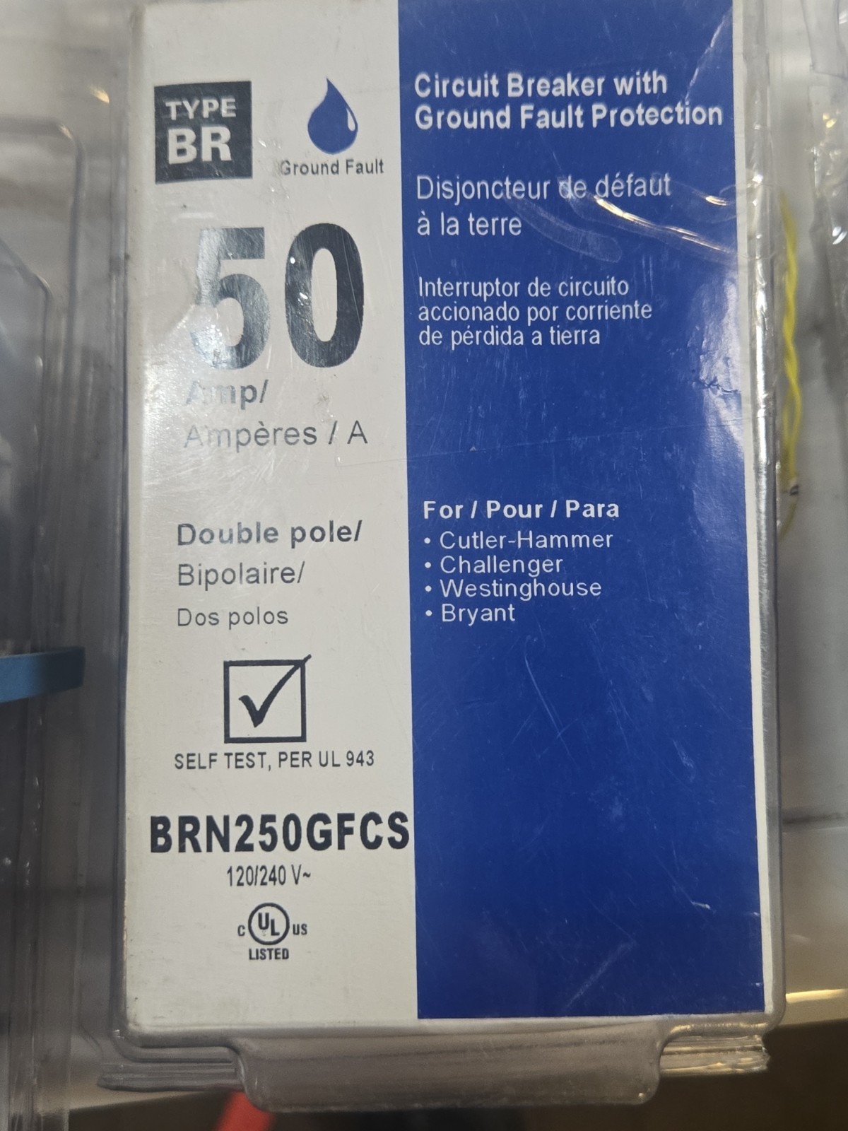 Eaton BRN250GFCS 50-amp 2 -Pole GFCI Circuit Breaker