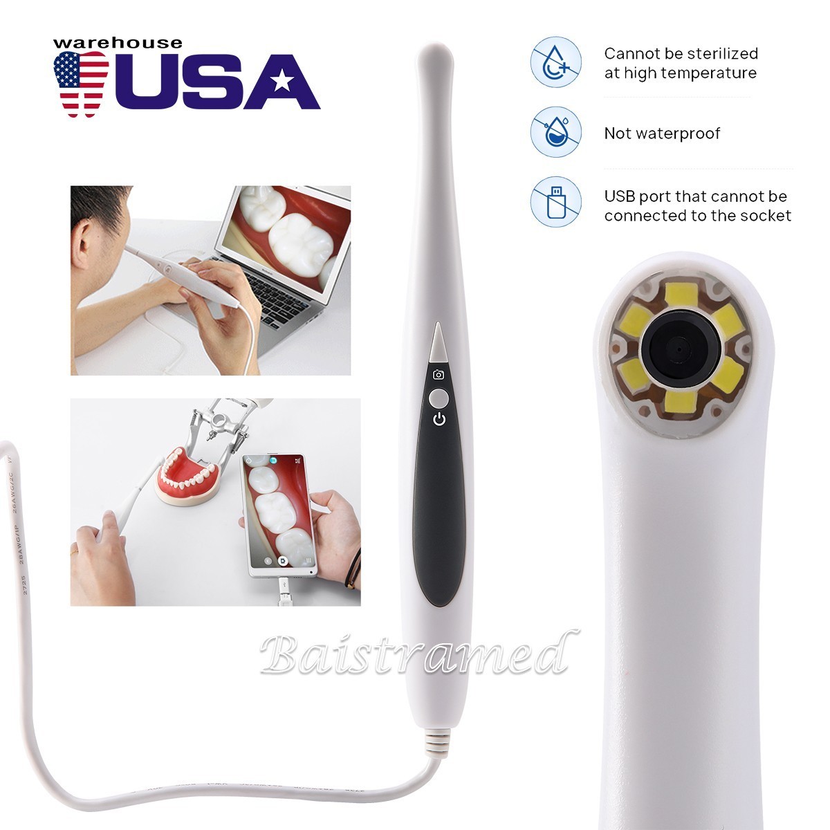 AZDent Dental Intraoral /.Camera USB HD Camera 13.0 Mega Pixels 6 LED Lights