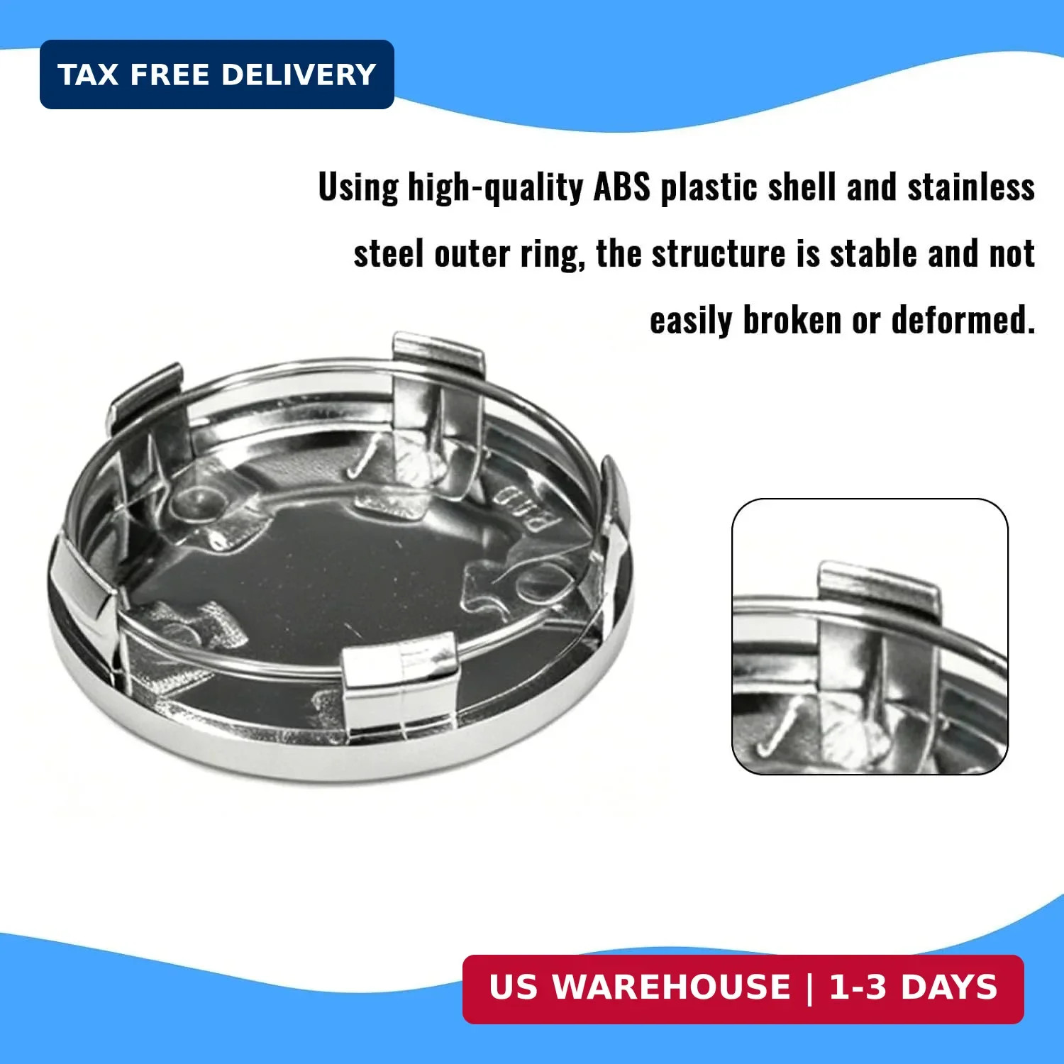 4PCS Wheel Center Caps for Rims, 60MM/ 2.36In OD 56MM/ 2.2In ID Snap-in Wheel Ri