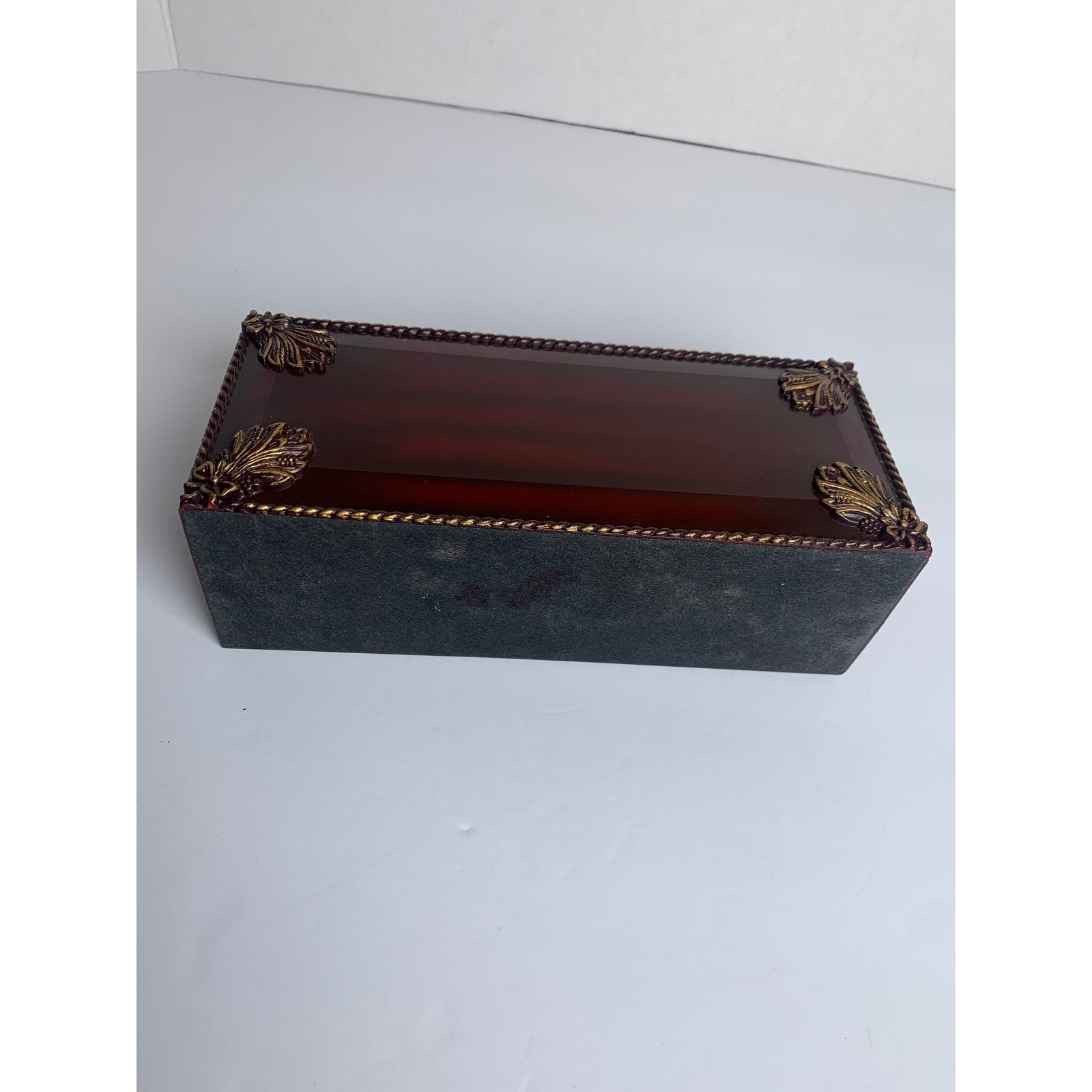 Vintage Mahogany Style Letter Organizer Gold Acanthus Leaf Desk Mail Sorter 8in