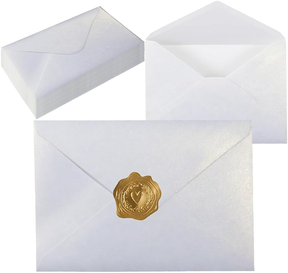 A7 Self-Sealing White Envelopes 50 Pcs – 5X7 Inches (5.31×7.67In) Premium 120G P