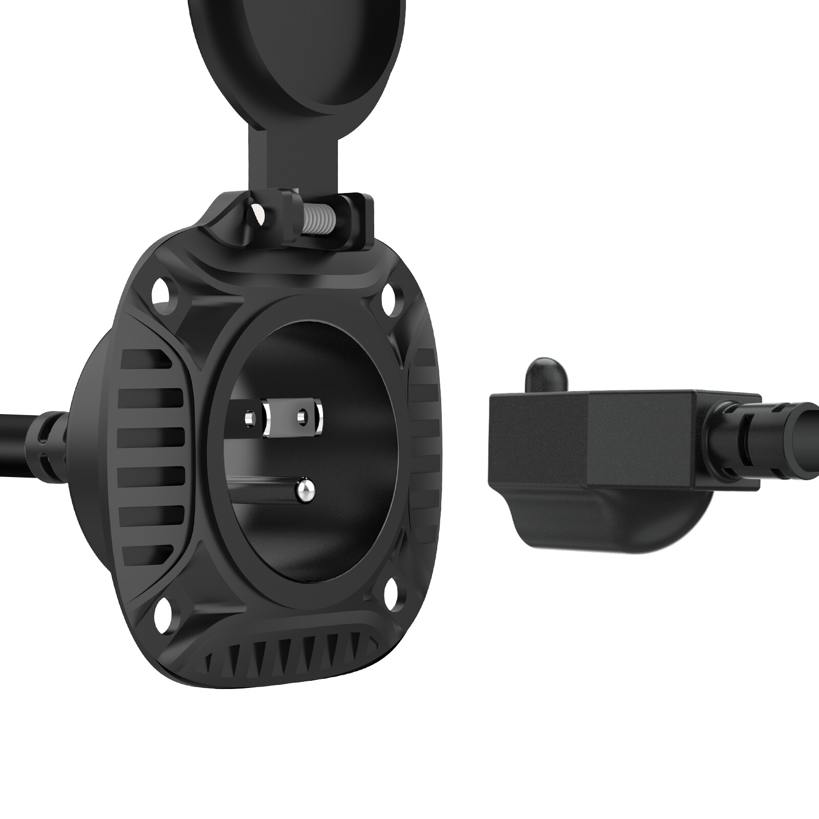 15 Amp 125V AC Power Inlet Port Plug Integrated 20″ Cord For Boat Trucks Trailer