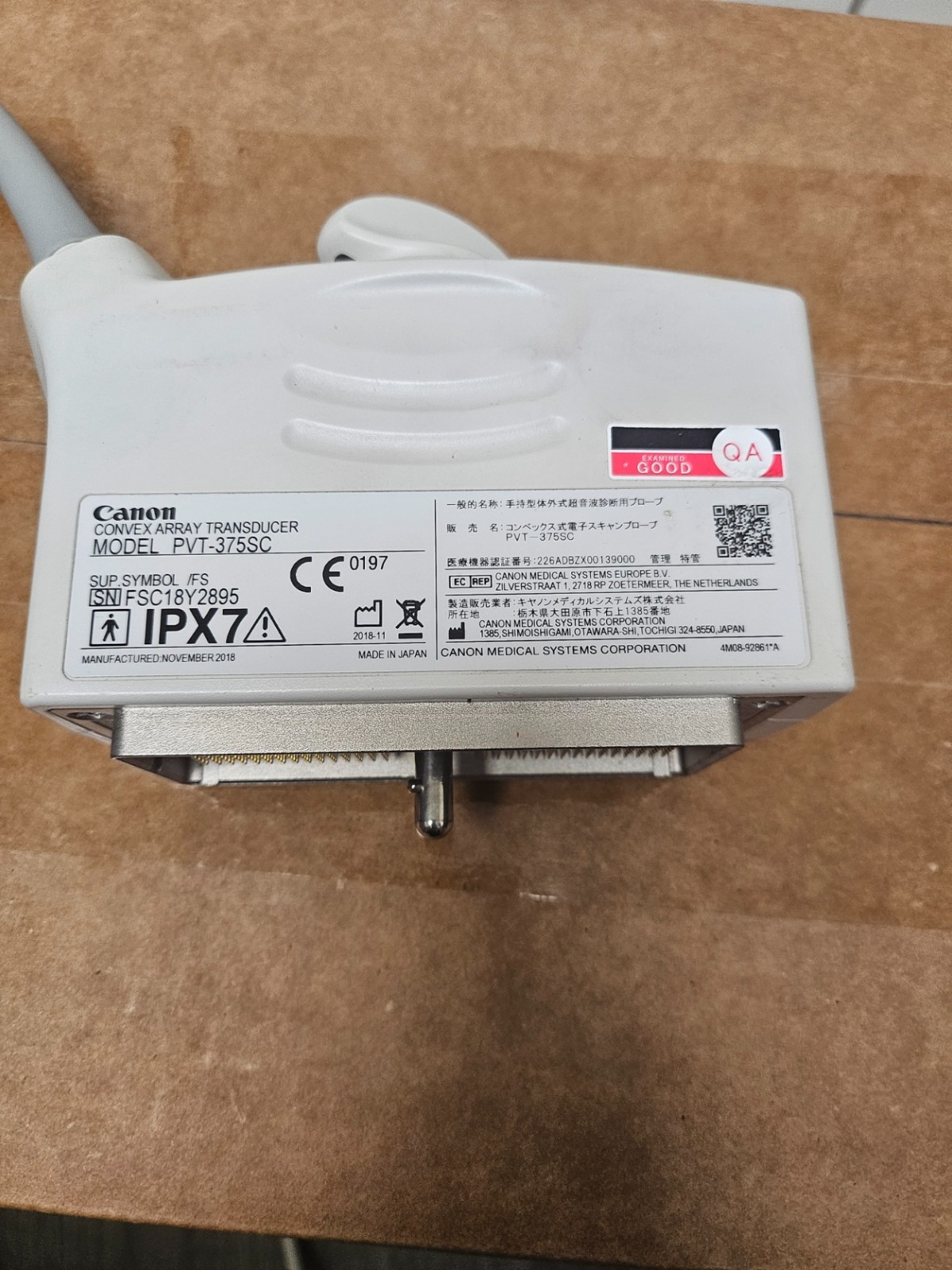Canon / Toshiba PVT-375SC (6CS1) Ultrasound Convex Array Transducer Probe