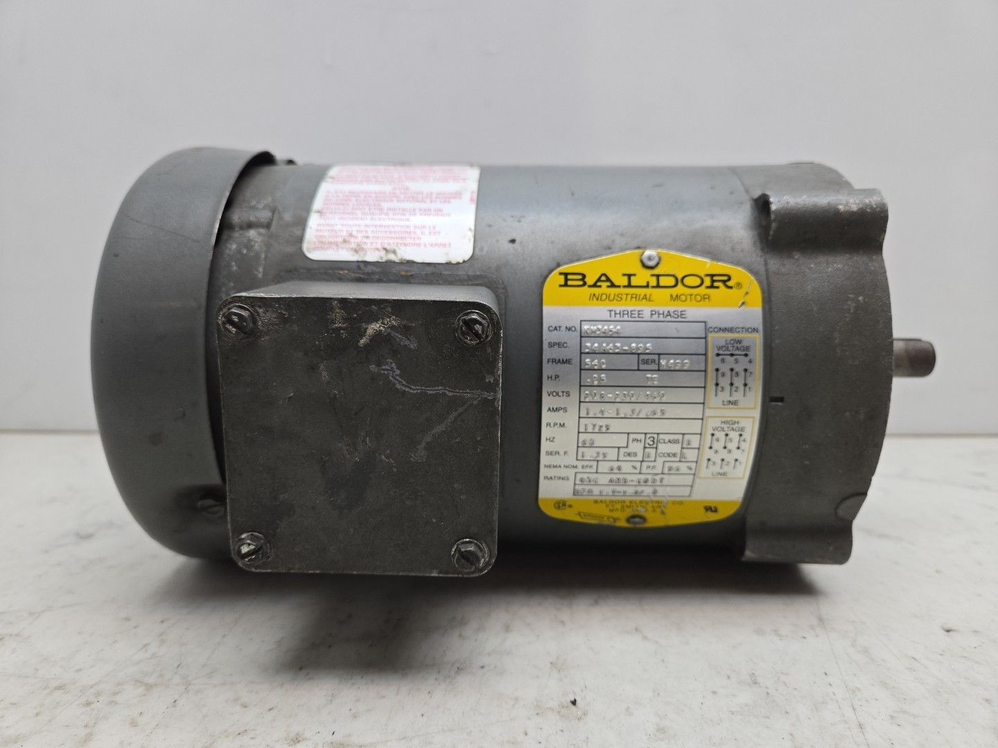 Baldor KM3454 Industrial Electric Motor 1/4 Hp 1725 Rpm 230/460 Volt 3Ph 56C Fra