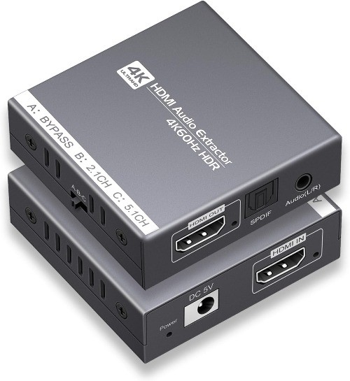 HDMI 2.0 Audio Extractor 4K 60Hz to Optical Toslink 3.5mm Aux Adapter PS4 PS5
