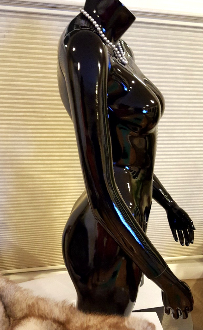 Hand Made Black Glossy Female Mannequin Dress Form Half Body Torso