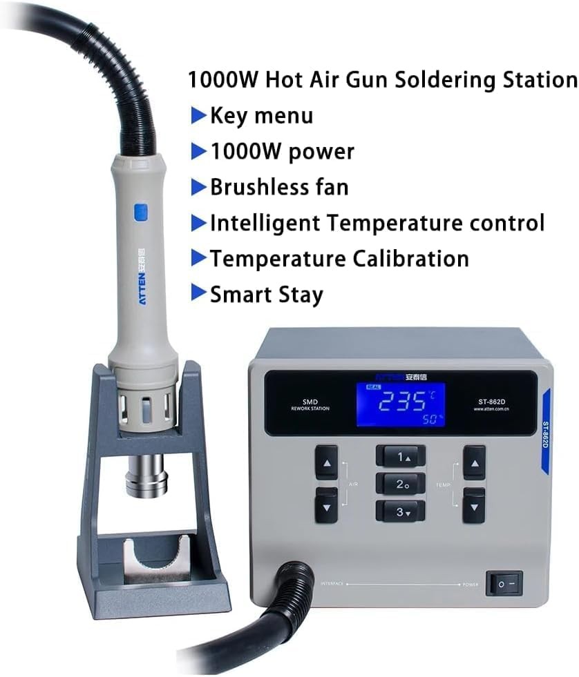 ATTEN ST-862D Hot Air Gun Soldering Station Digital Display 1000W Rework Station