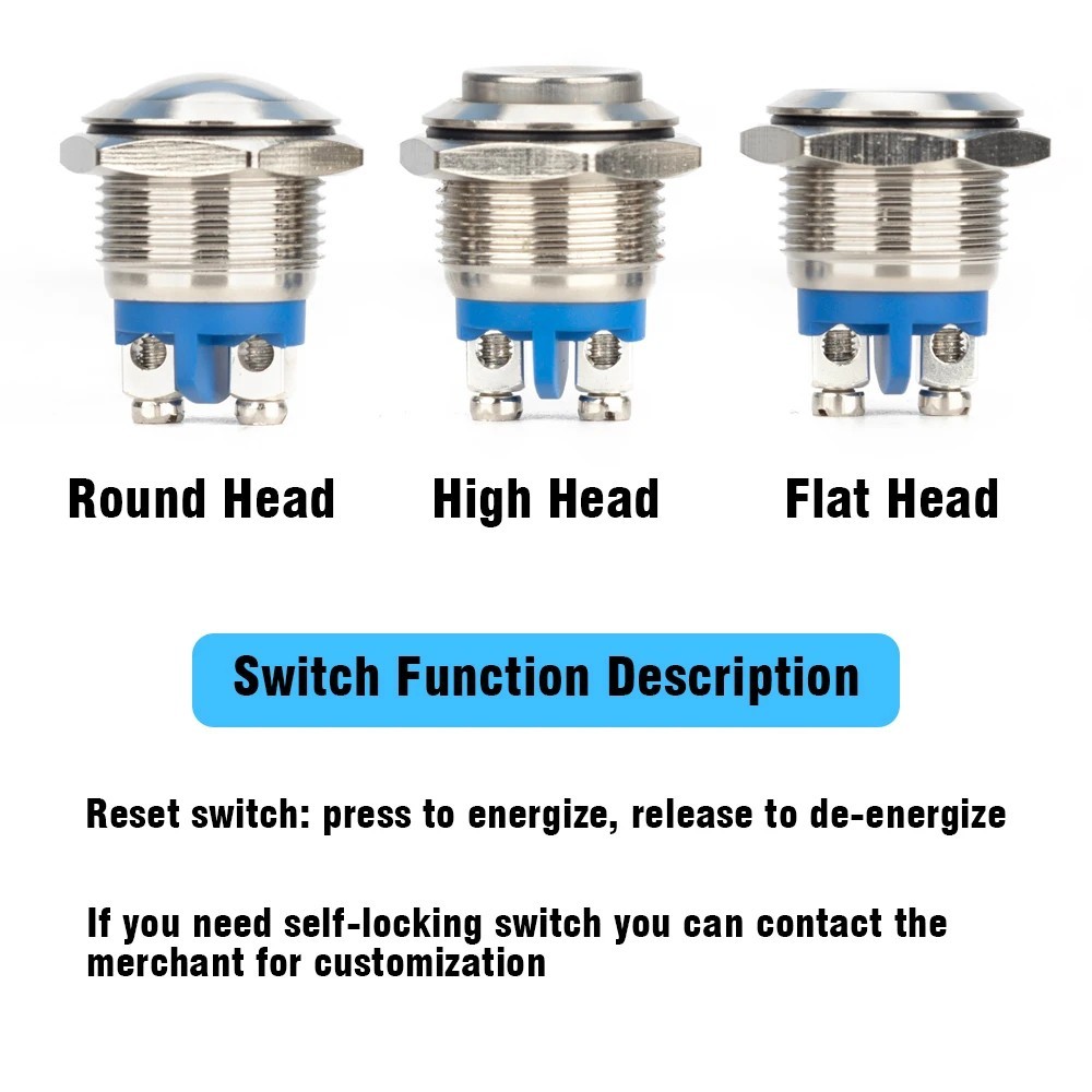 16mm Metal Push Button Switch Momentary 1NO Waterproof Car PC Power