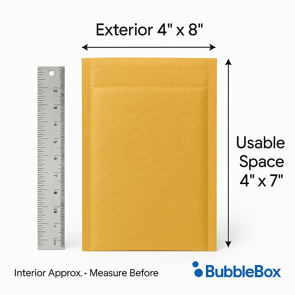 #000 4×8 Kraft Bubble Padded Envelopes Mailers Yellow Shipping Bags Bubblebox