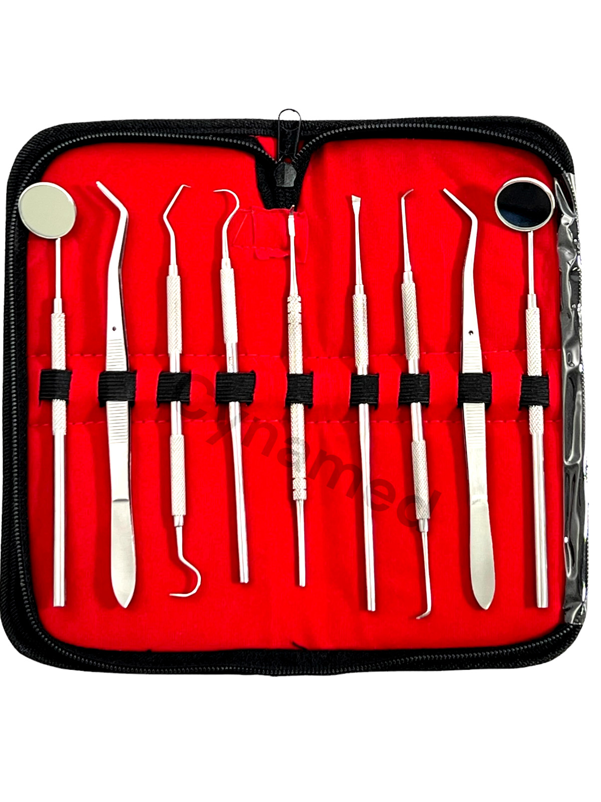 GERMAN Dental Scaler Pick Stainless Steel Tools with Inspection Mirror Set 9 PCS