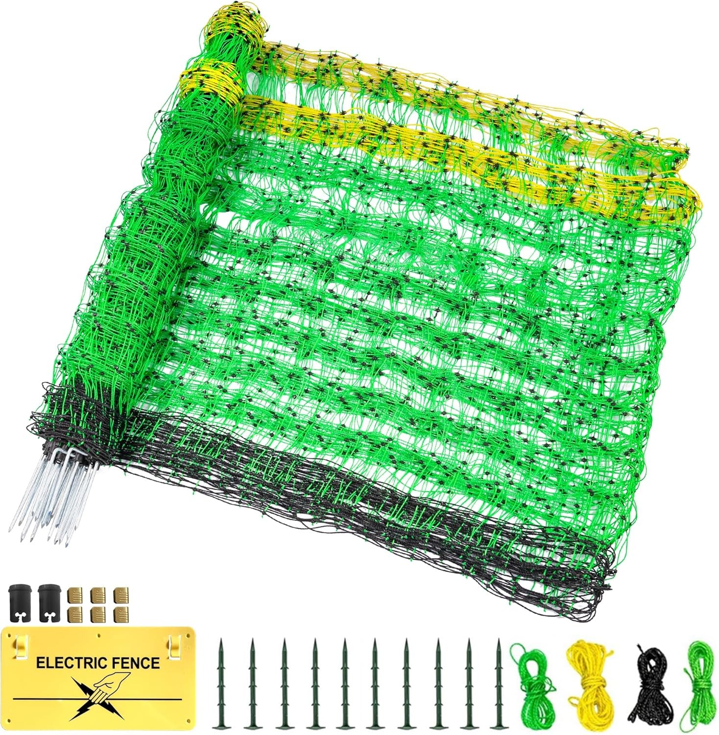 Electric Netting Fence Mesh Kit Deer Fencing 47″ H x 164′ L with Posts Spike