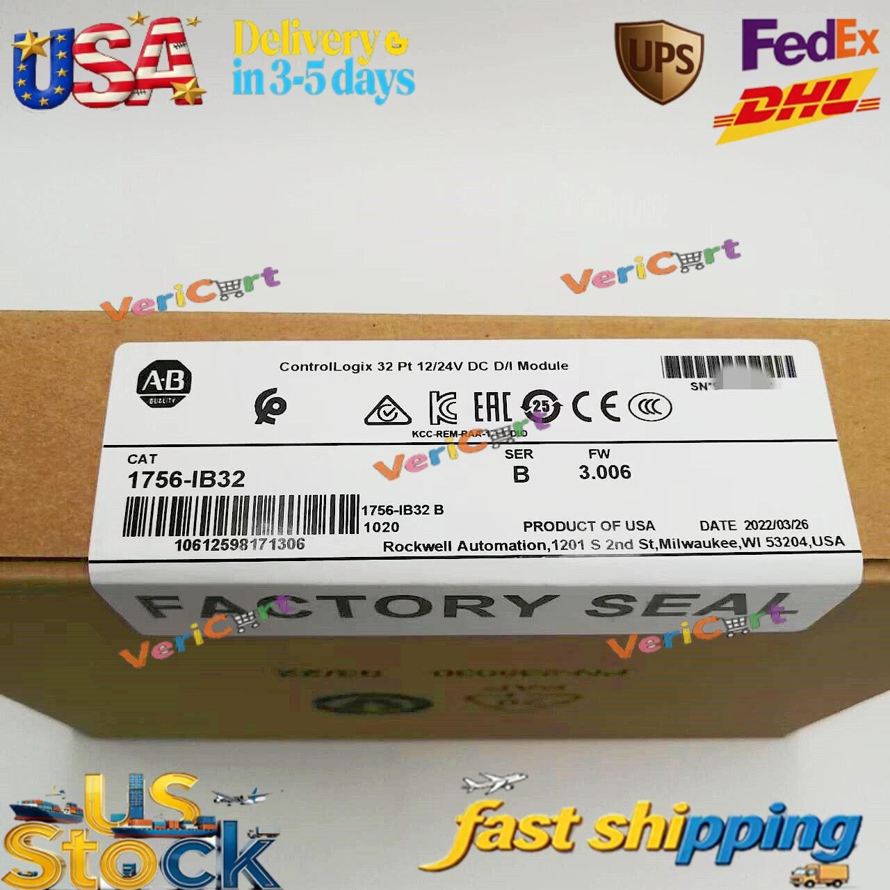 NEW- Allen Bradley 1756-IB32 AB SER B CONTROLOGIX 32 PT DC INPUT MODULE US USA