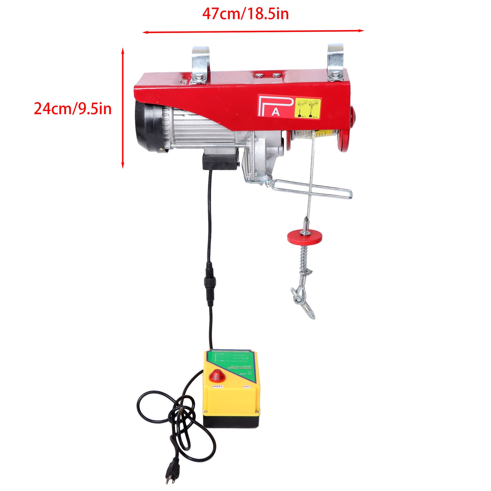 2200LBS 1600W Electric Steel Wire Winch with Wireless Remote Control 328ft/100m