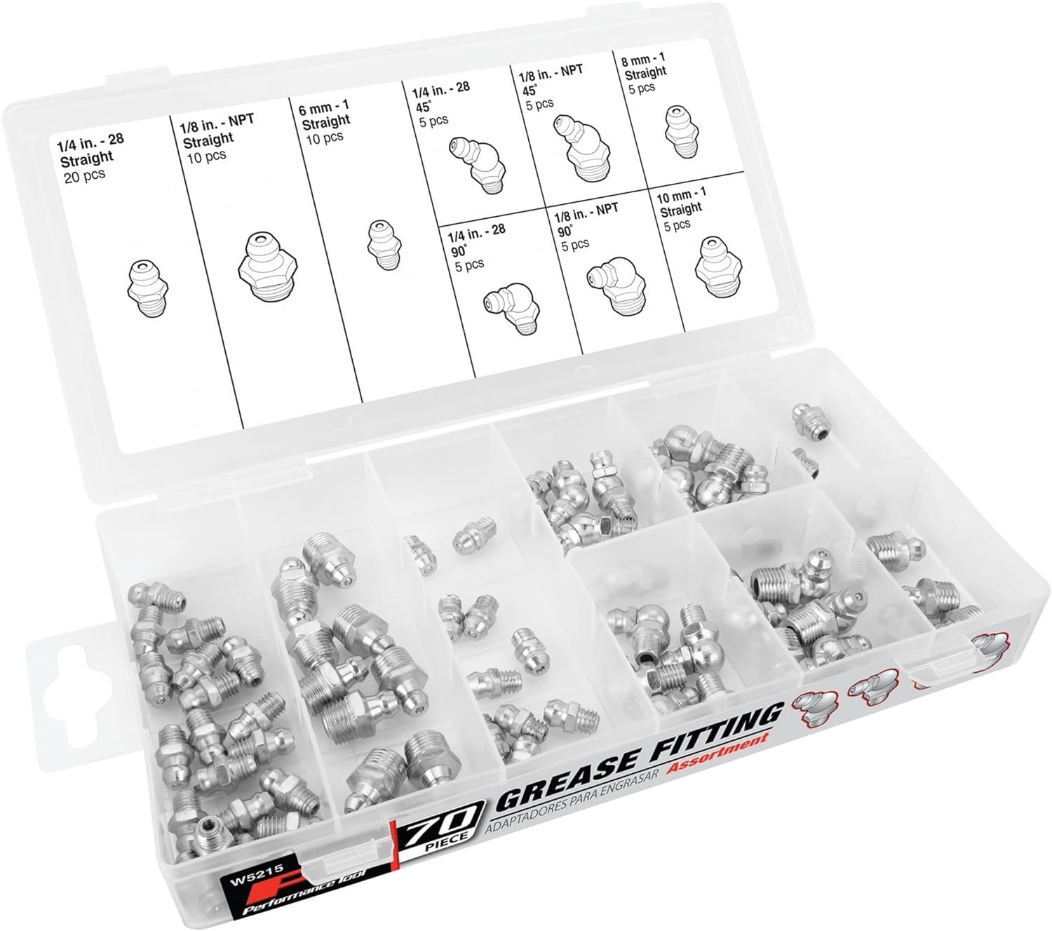 70-Piece SAE/MET Grease Fitting Assortment in Durable Steel – Versatile Solution