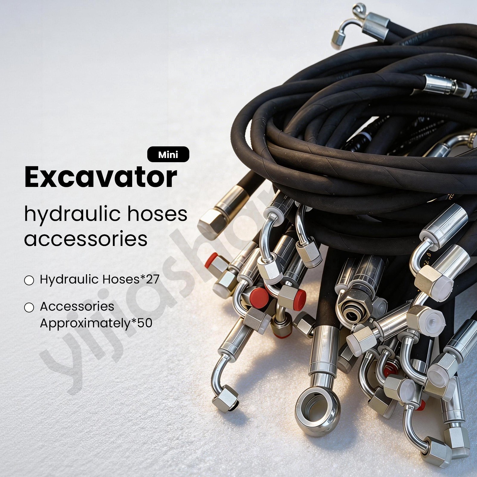 Chinese Mini Excavator Hydraulic Hose And Fitting Set Of 27 Hoses AGT Miva Rippa