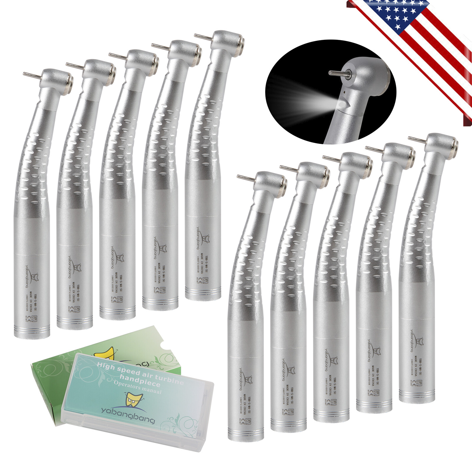KaVo Style Dental Fiber Optic LED Handpiece High Speed / LED Coupler 4/6 Hole yb