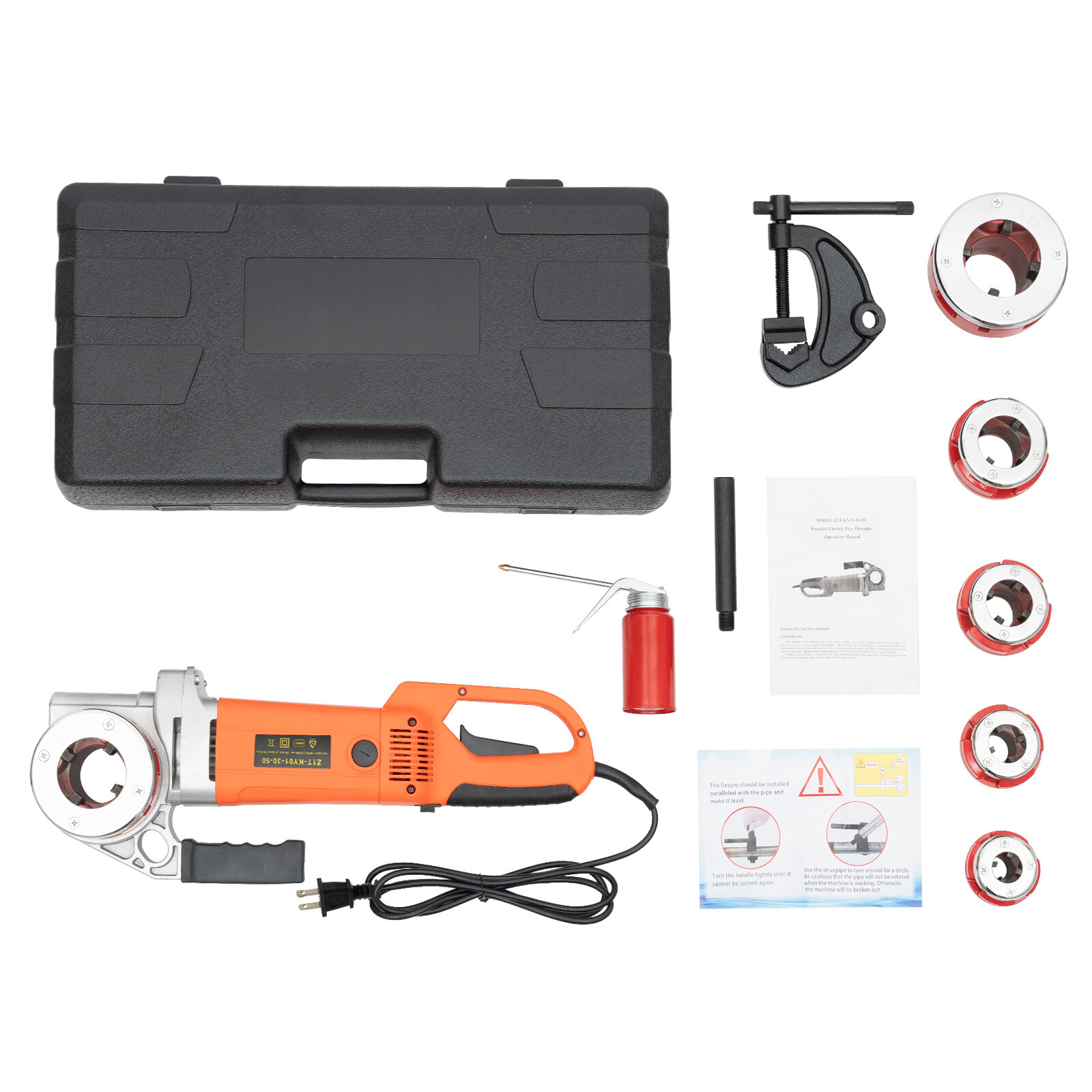 2300W Electric Threading Machine with 6 Dies, Portable Pipe Threading Tool Set