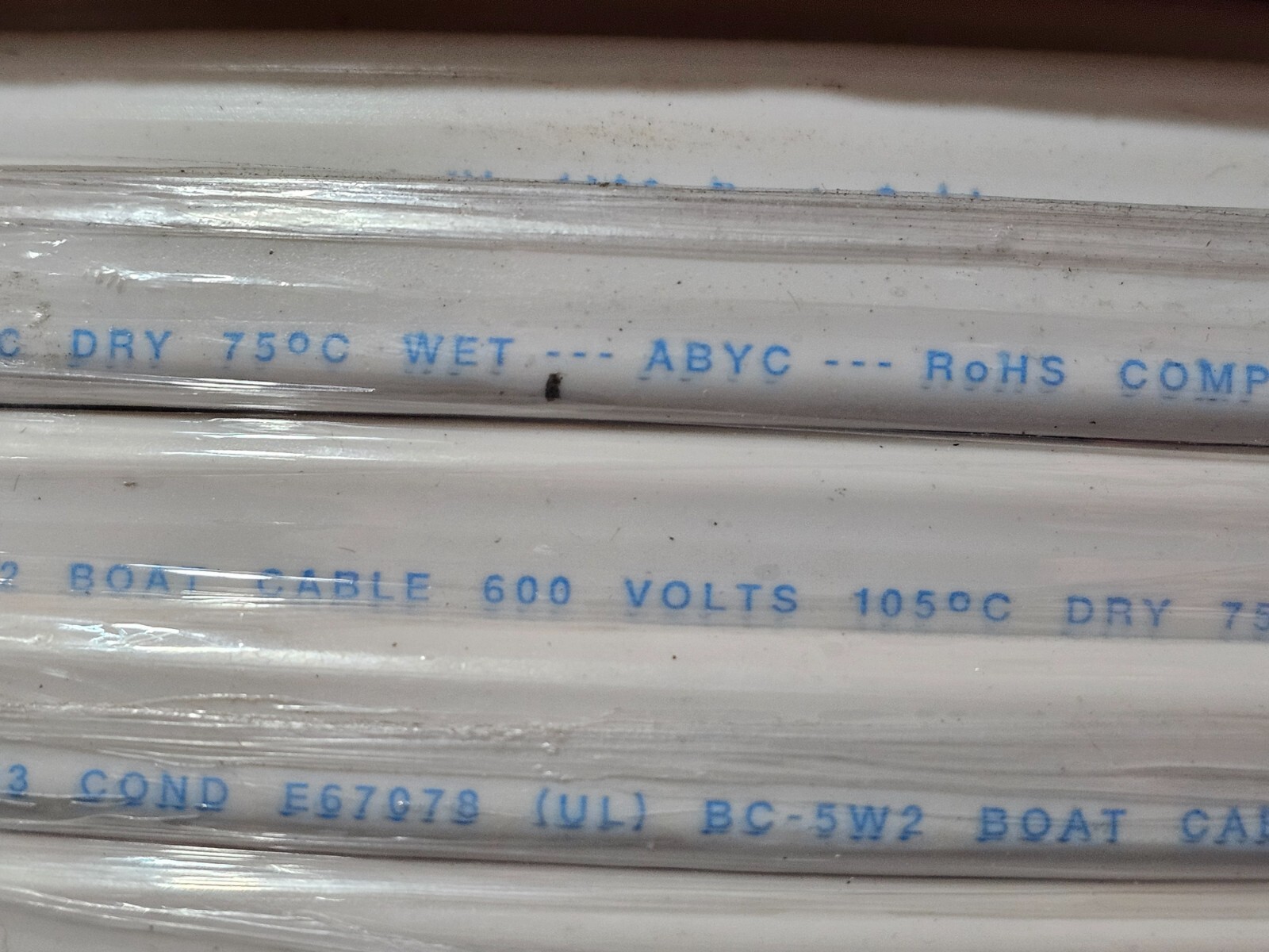 Boat Cable 500 Feet 14 AWG/3 Conductor Tinned Copper PVC Jacket BC-5W2 600V