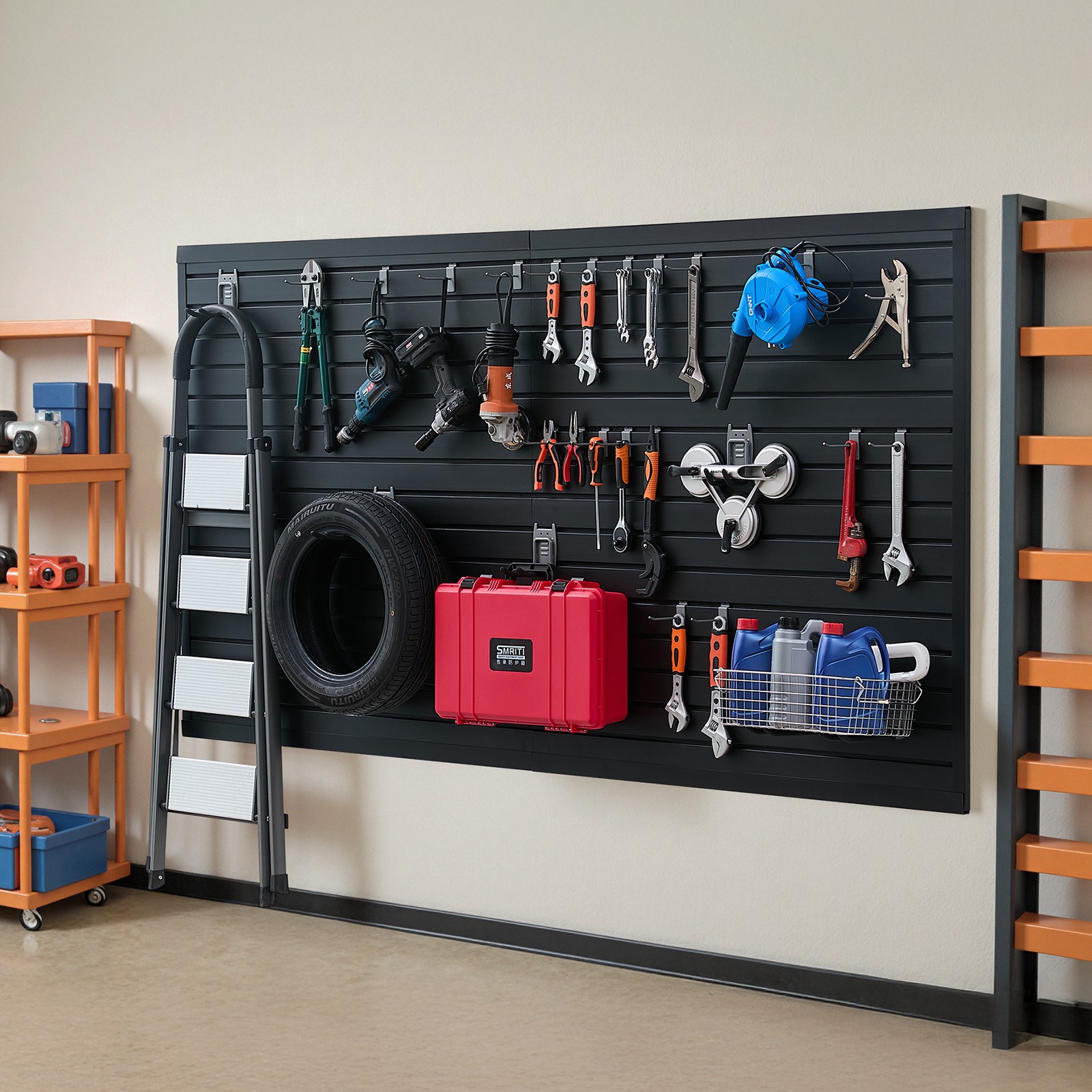 Uimoso 8 x 4 ft Slat Wall Paneling PVC Black Garage Slatwall with Modular Design