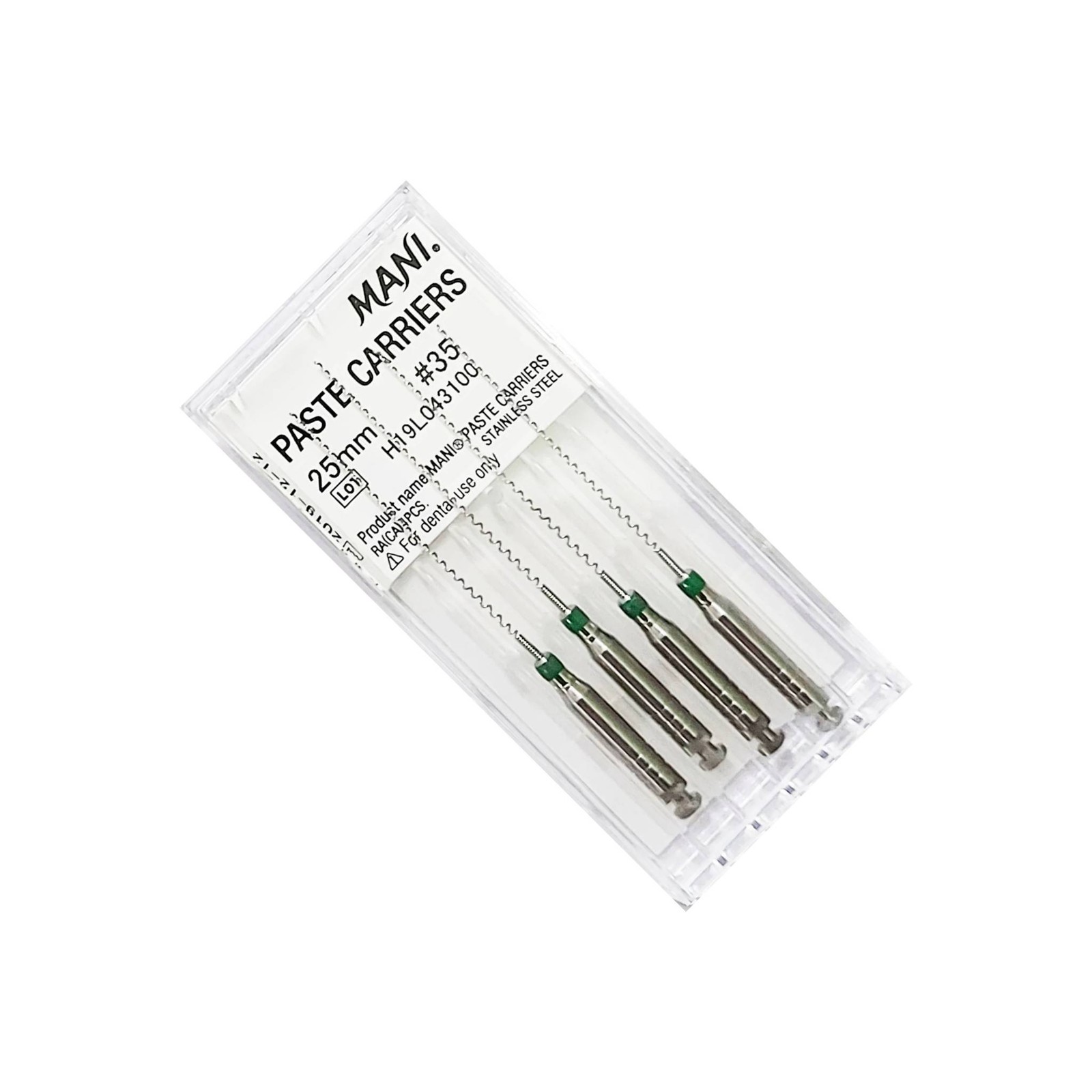 Mani PC35 Paste Carriers Stainless Steel Size #35 25mm .02 Taper 4/Pk