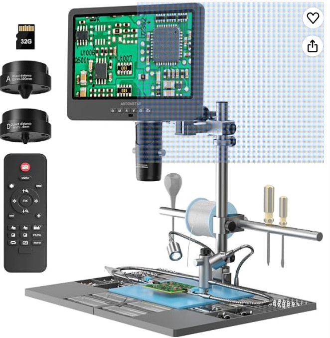 Andonstar AD210 10.1 Inch LCD Digital Microscope for Adults, Soldering Micros…