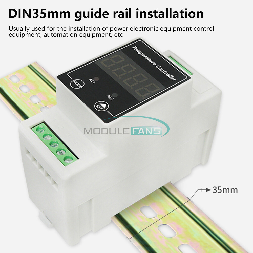 Din Rail Intelligent Digital Temp Controller Thermostat AC100-240V DC8-24V